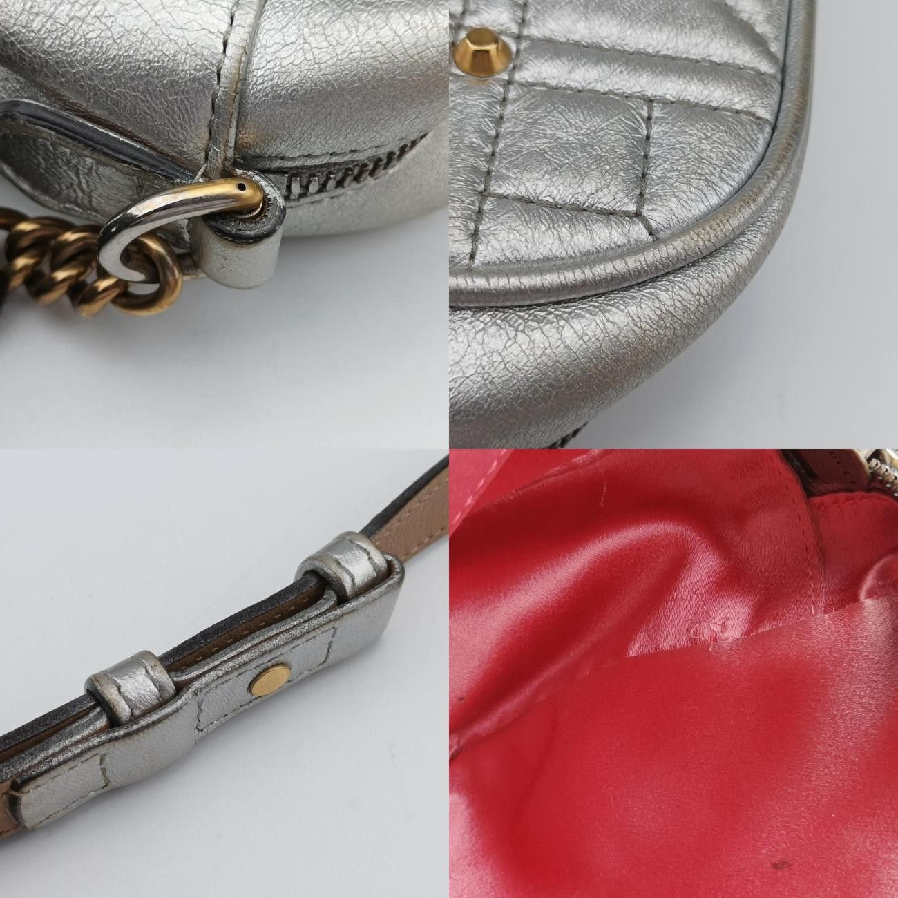 グッチGucciGGマーモントシルバーレザー447632D021162440