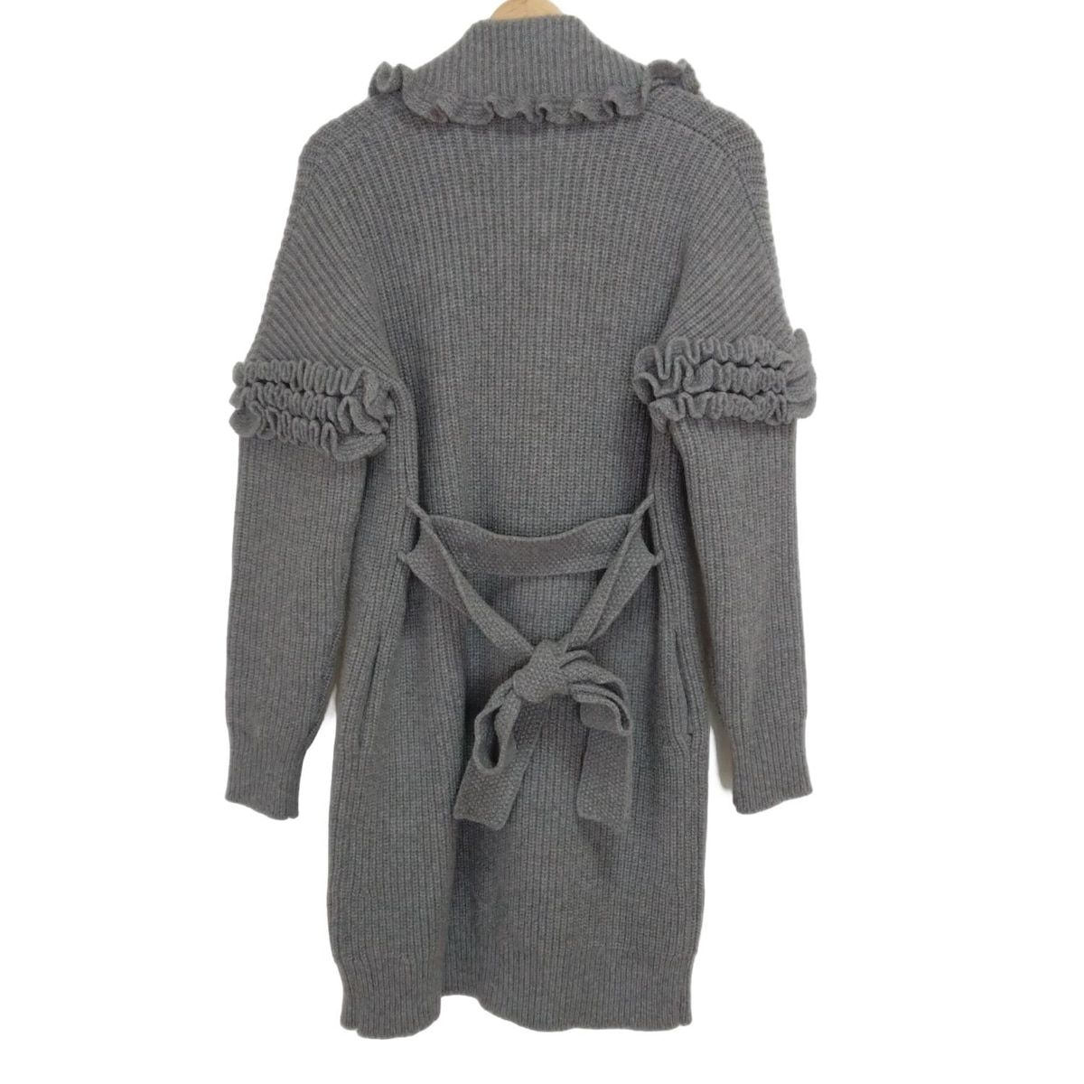 ブルマリン カーディガン サイズ 40 I レディース - ダークグレー 長袖 カシミヤ混 フリル ロング丈