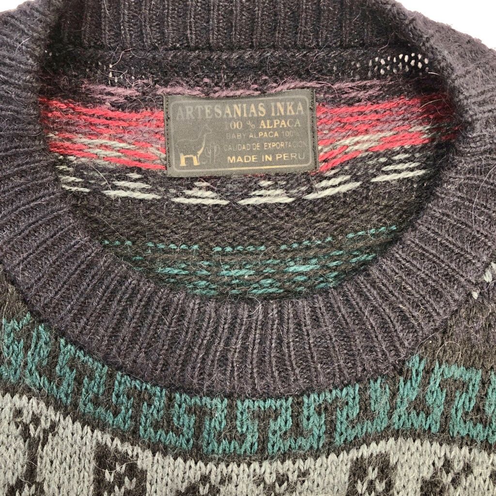 アルパカ ARTESANIAS 80年代 ペルー製 INKA ニット 80s INCA ジップアップニットカーディガン お宝 ペルーお土産 アルパカの置物 アルパカニット・ペルー雑貨の通販ショップ ジップアップニットカーディガンの ペルーアイテム特集 テソロ tesoro 公式通販 Andino