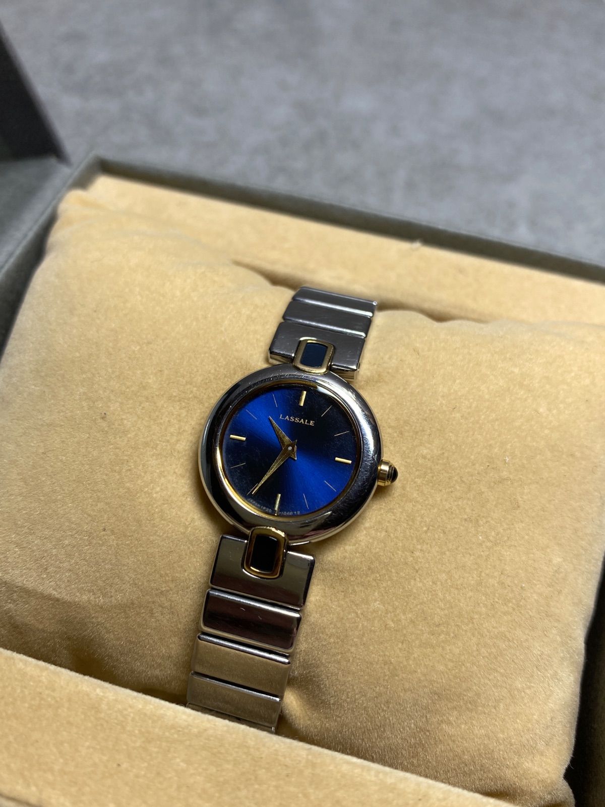 SEIKO セイコー LAS ラサール 18KT 1F20-0F10 青文字盤 ヴィンテージ 稼働品