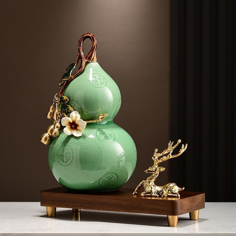 瓢箪 置物 オブジェ ひょうたん グリーン 緑 オレンジ 縁起物 財運 金