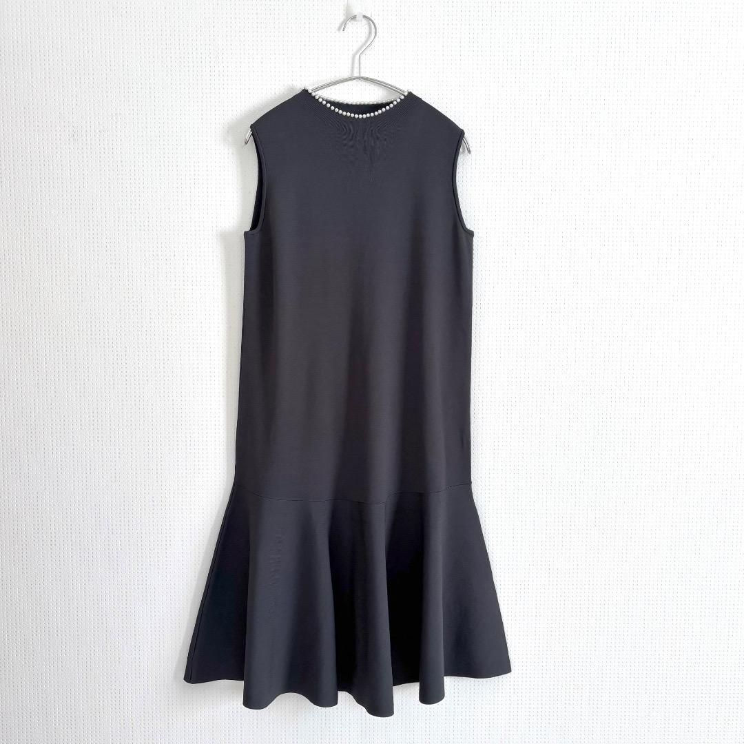 製 アナイ ANAYI パールネックフ ヘム ワンピース ヴィスコースストレッチ素材 レーヨンニット グレー ノースリーブニットワンピース フォーマル 結婚式 卒業式 パーティー お呼ばれ オケージョン