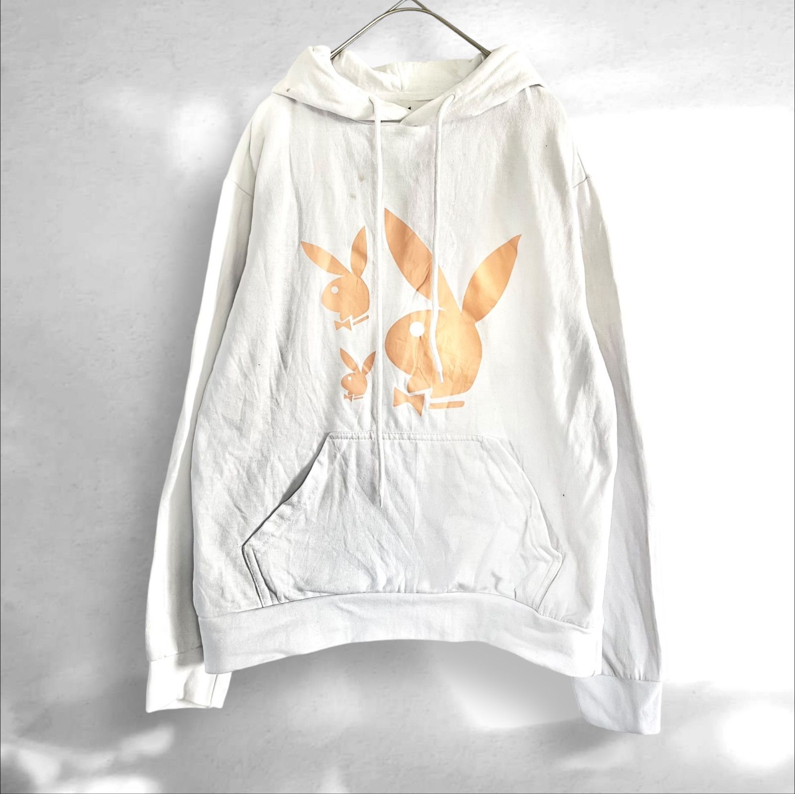 PLAYBOY プレイボーイ フードパーカー プリント プルオーバー 裏起毛 