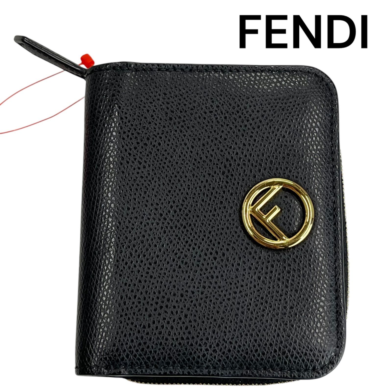FENDI ブラックレザー 二つ折り財布 FENDI ブラックレザー 二つ折り財布