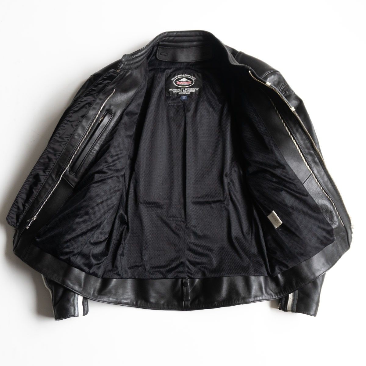 美品】KUSHITANI【レザー シングルライダースジャケット】LL ブラック
