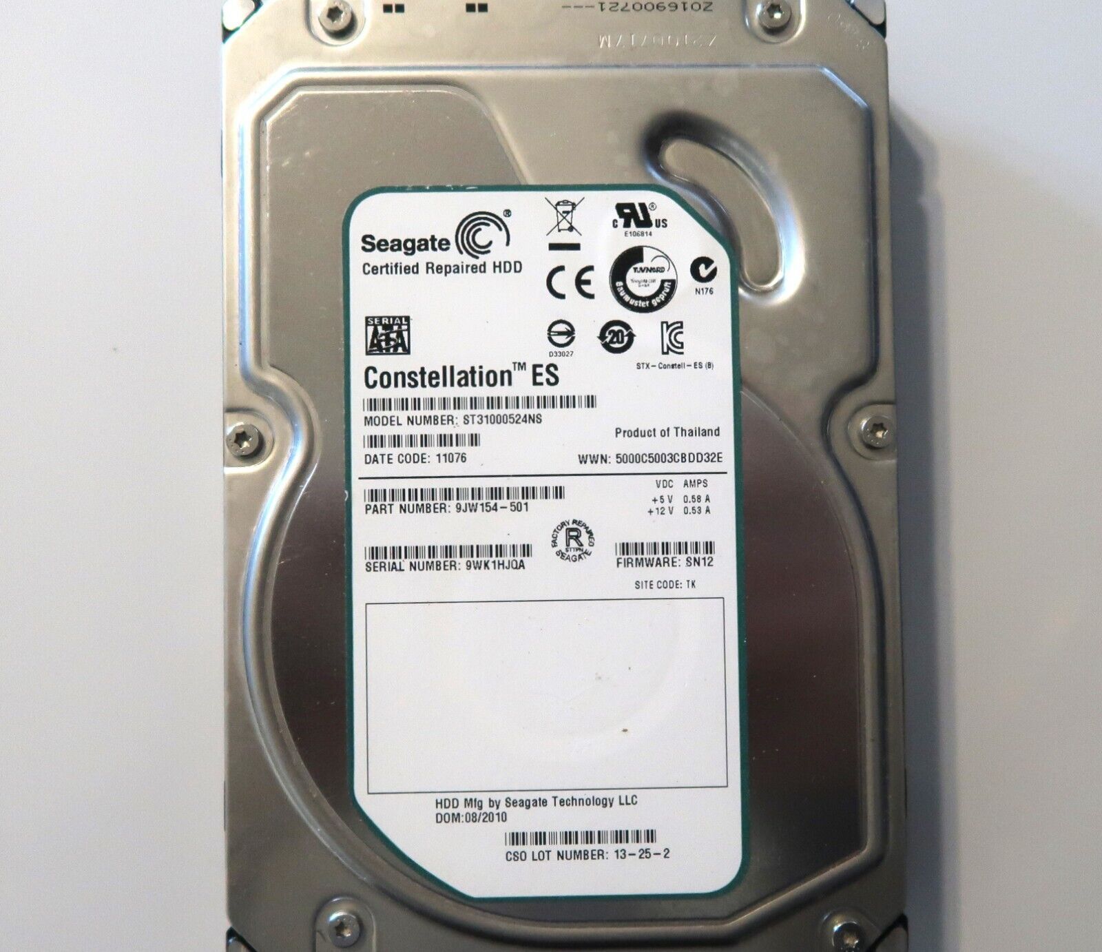 Seagate ST31000524NS SN12 TK タイ 9JW154-501 1.0TB 3.5