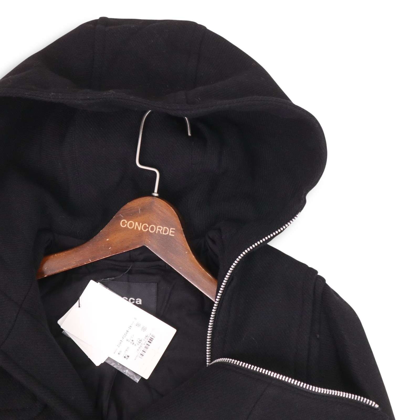 ♥ ZUCCa ズッカ 秋冬 ウール ジップデザイン ダッフル コート Sz.S レディース 黒