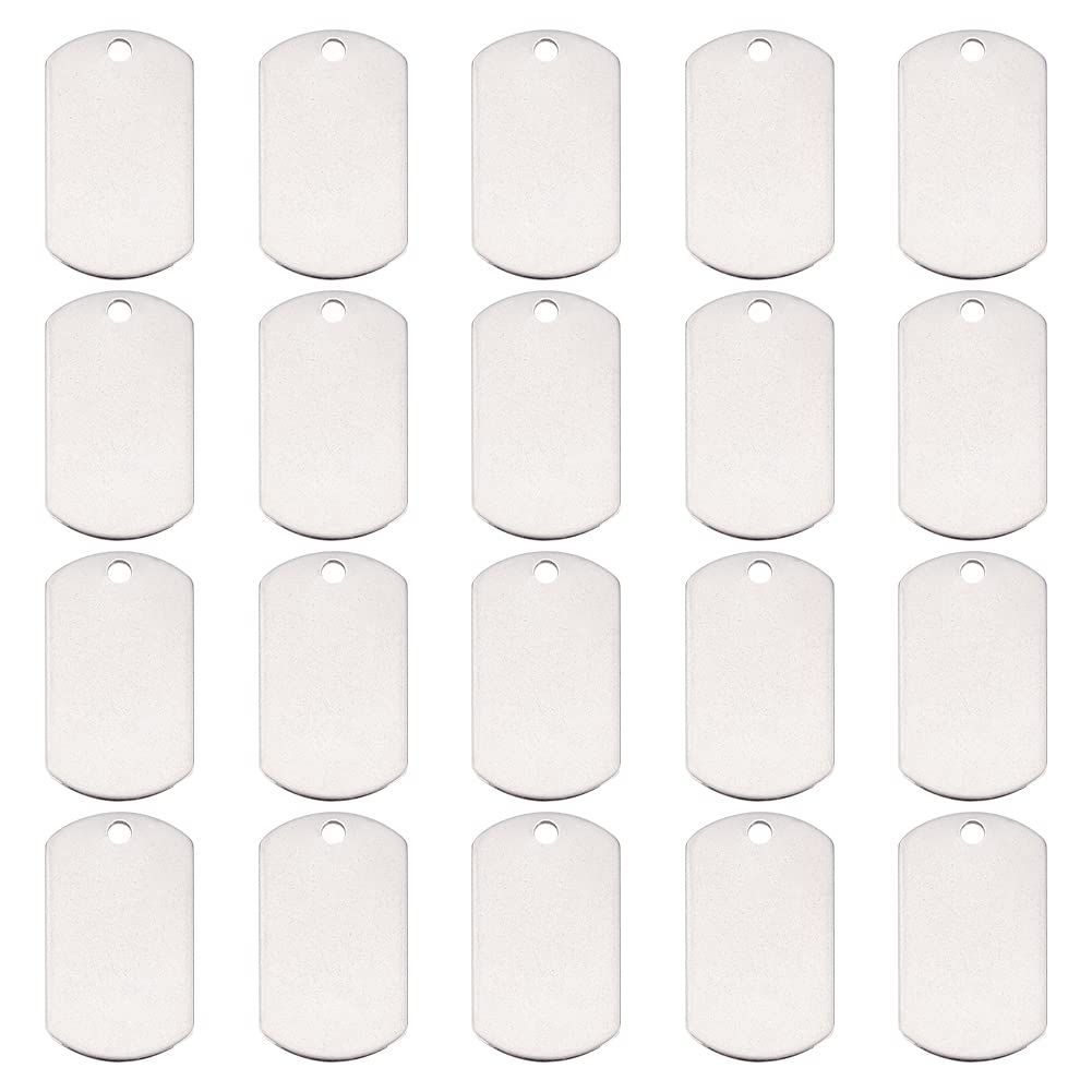UNICRAFTALE 約20個 35mm ネームタグ 304ステンレスチャーム ブランクタグ ブランク ペンダント 長方形チャーム 空白札