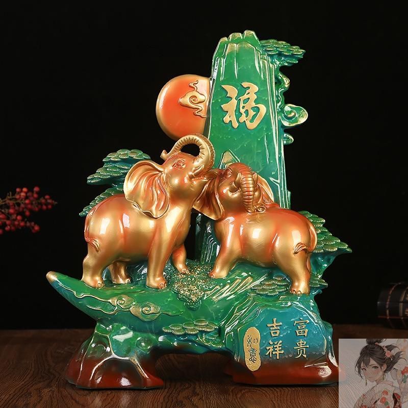 新品未使用】象 ゾウ 置物 オブジェ 金色 ゴールド 黄金 月 豪華