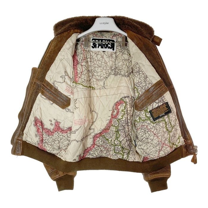 ☆SPARKS スパークス G1 レザー フライトジャケット ワッペン ブラウン