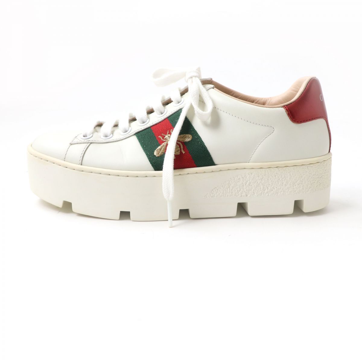 美品☆GUCCI グッチ 577573 エース プラットフォーム シェリーライン