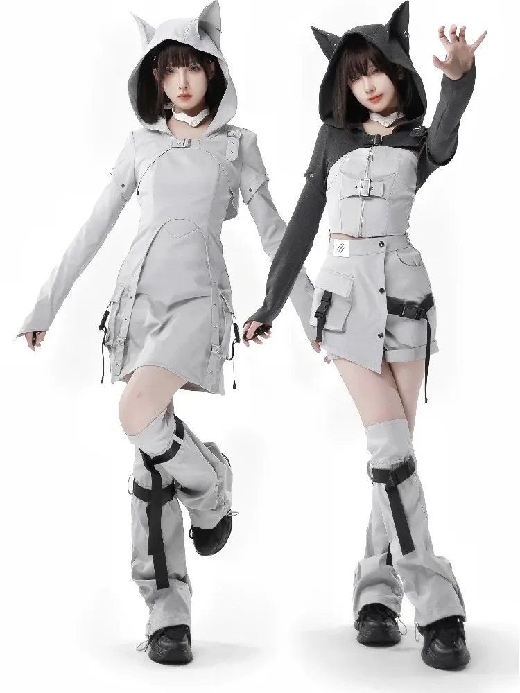 セットアップ 白 黒 モノトーン サブカル 服 y3k サイバー系 パンク