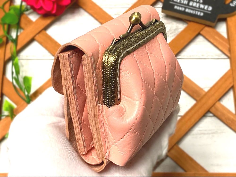 ❤【高級感×可愛い♪】大人オシャレながま口付き総本革ミニ財布