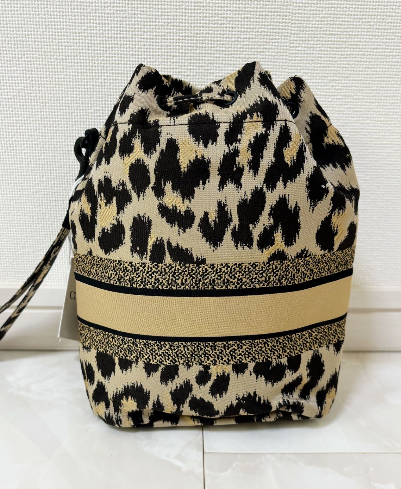 ChristianDior ディオール ポーチ 巾着 レオパード 豹柄 ロゴ ナイロン
