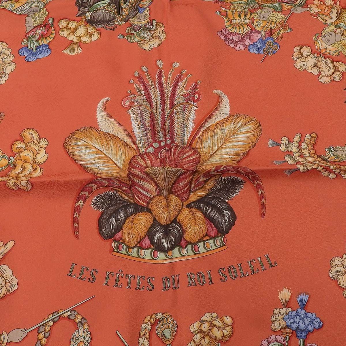 エルメス カレ90 LE ROY SOLEIL 太陽王 シルク スカーフ ブルー