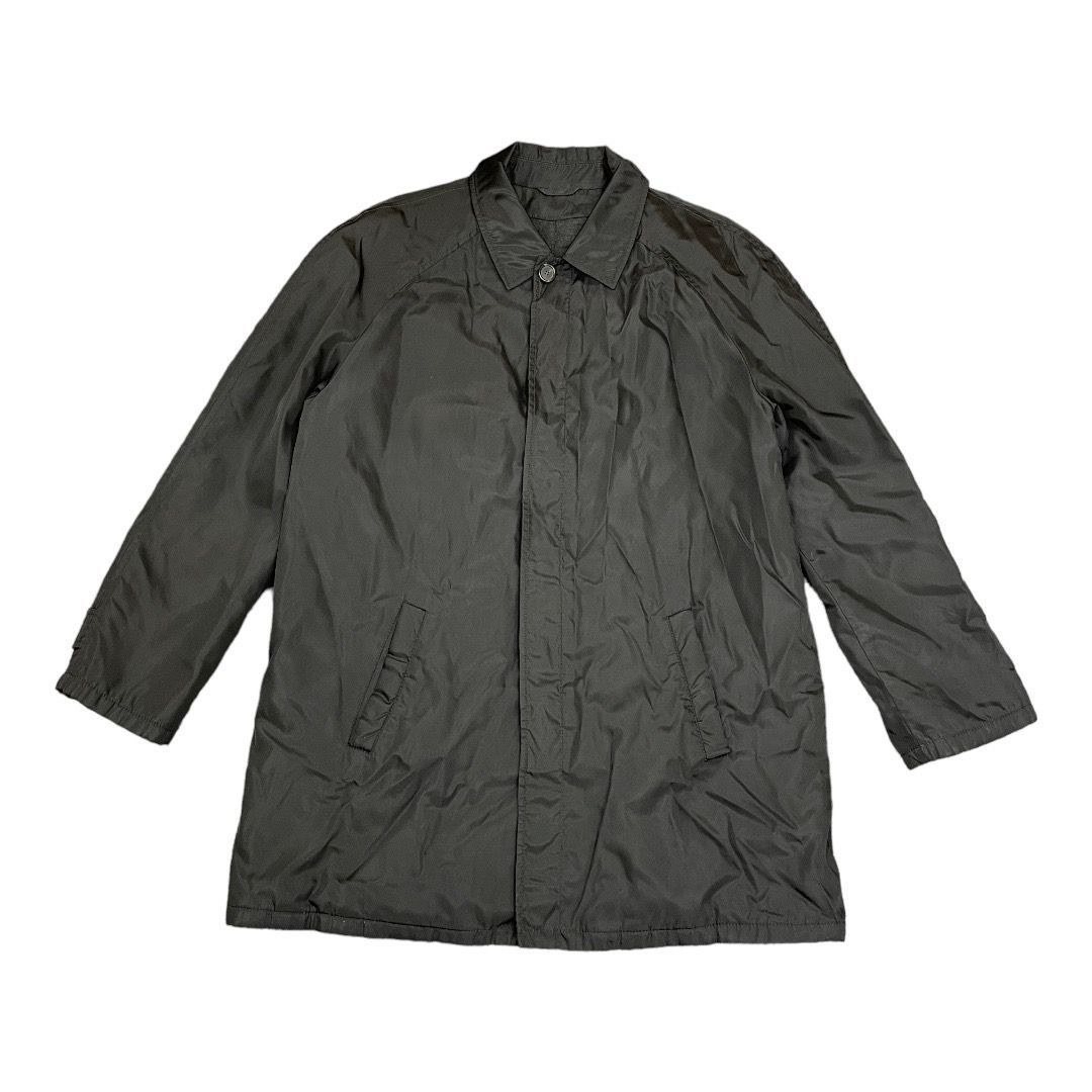 【美品】PRADAナイロンステンカラーコート グレージュ　M 美品】PRADAナイロンステンカラーコート グレージュ M メンズ