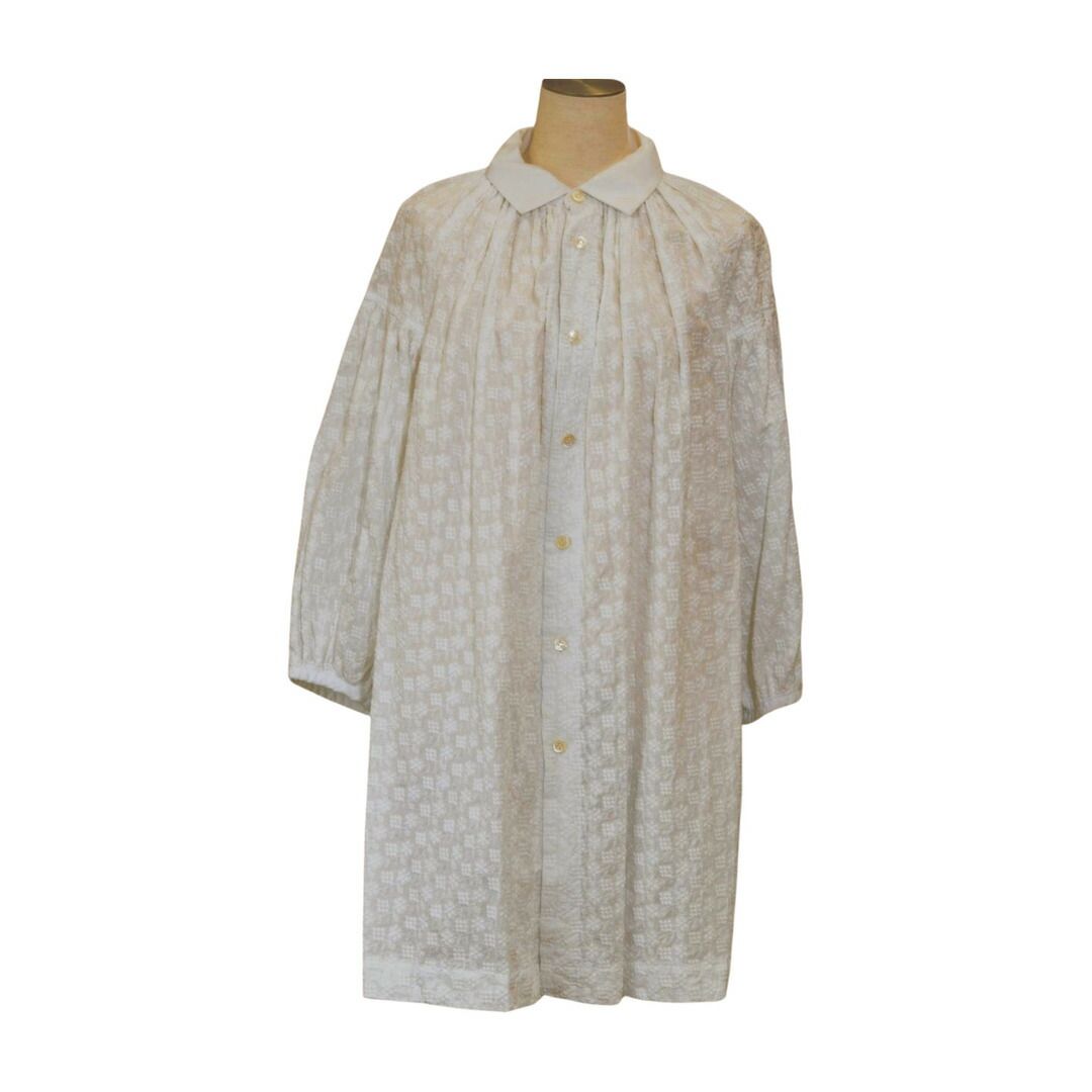 コムデギャルソン tricot COMME des GARCONS シャツ/ブラウス ギャザー 花刺繍 Mサイズ AD2014 ホワイト レディース F-L8436 コムデギャルソン tricot COMME des GARCONS シャツ/ブラウス ギャザー
