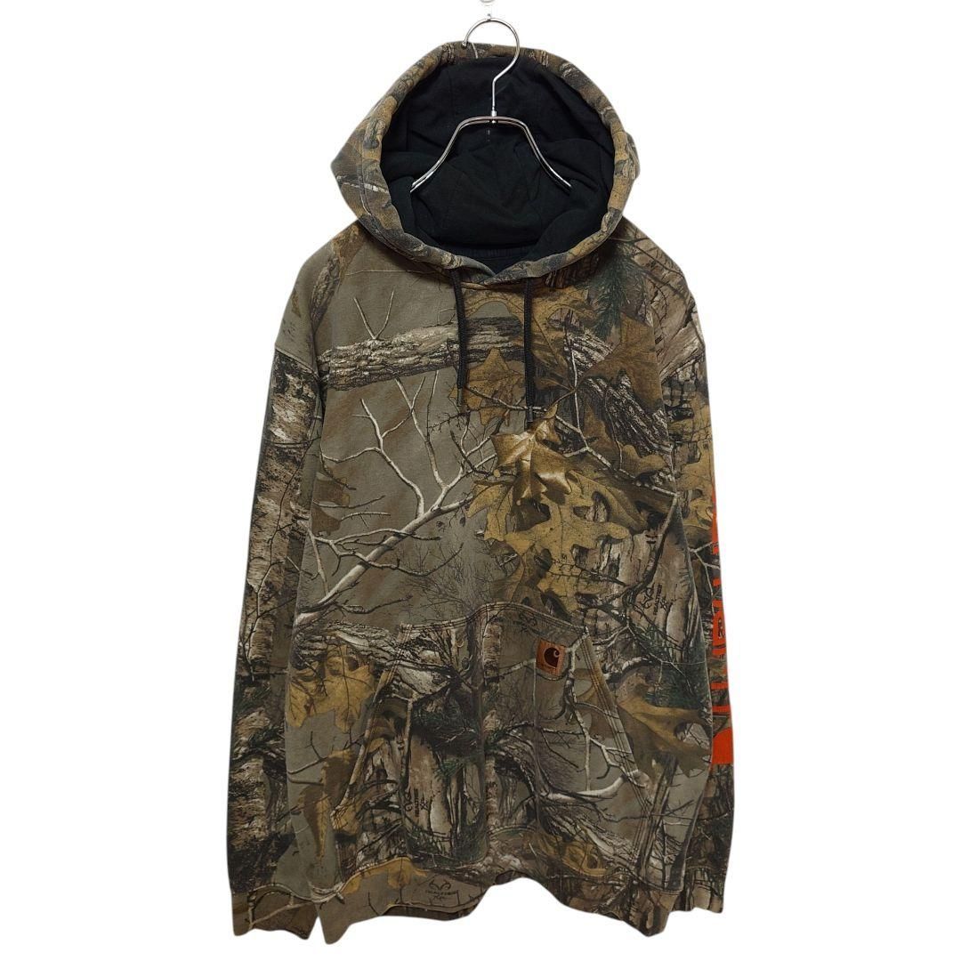 【Carhartt】リアルツリーカモ 袖ロゴ プルオーバーパーカー A-3952 Carhartt】リアルツリーカモ 袖ロゴ プルオーバーパーカー A-3952