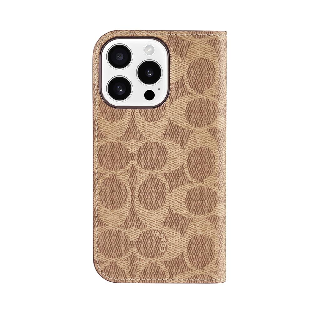 iPhone 16 Pro ケース 手帳型 フォリオ Folio Case 正規品 コーチ Signature C Tan