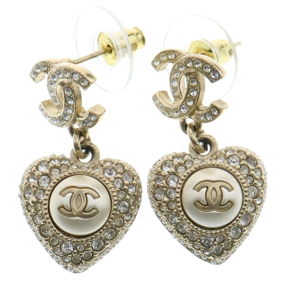 CHANEL ピアス ココマーク ラインストーン GP ゴールド B23B 楽天市場】【中古】CHANEL ピアス ココマーク ラインストーン GP
