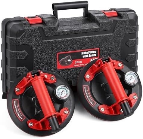 Bonvoisin バキュームリフター 2個セット 真空吸盤 手動式 1個耐荷重130kg 200mm 圧力計付き 超強力
