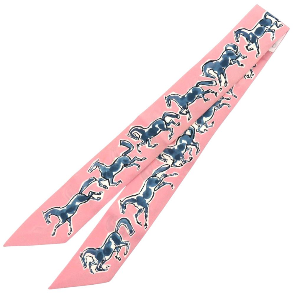 エルメス ツイリー chevaux en liberte 自由の馬 シルク ピンク スカーフ 1289 HERMES