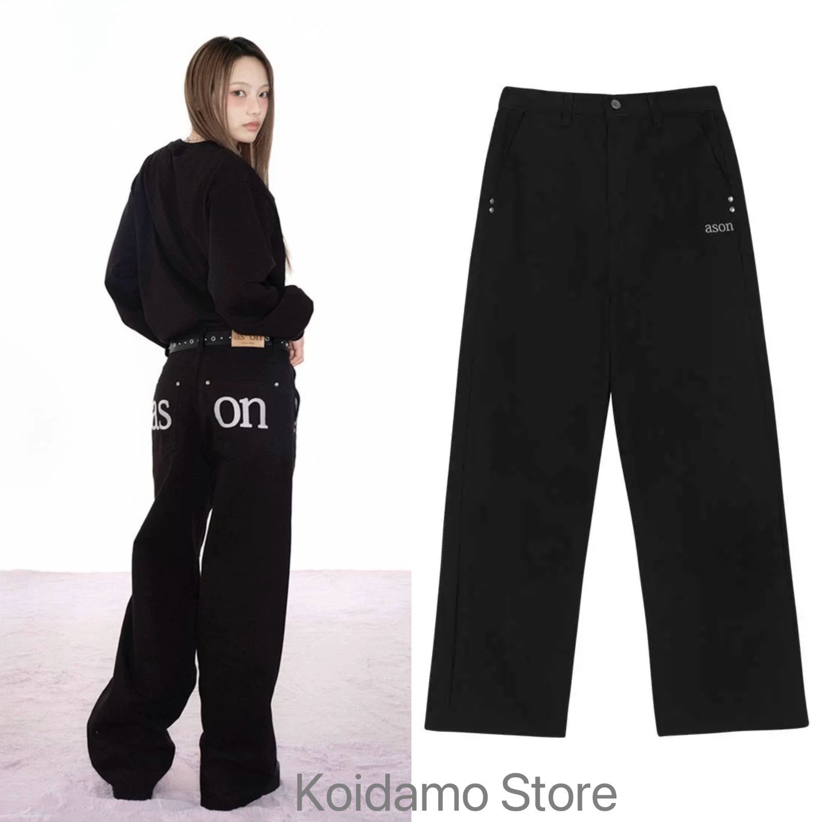 as on ason アズオン SMOG WIDE PANTS スモッグ パンツ デニムパンツ 韓国 人気 Y2K