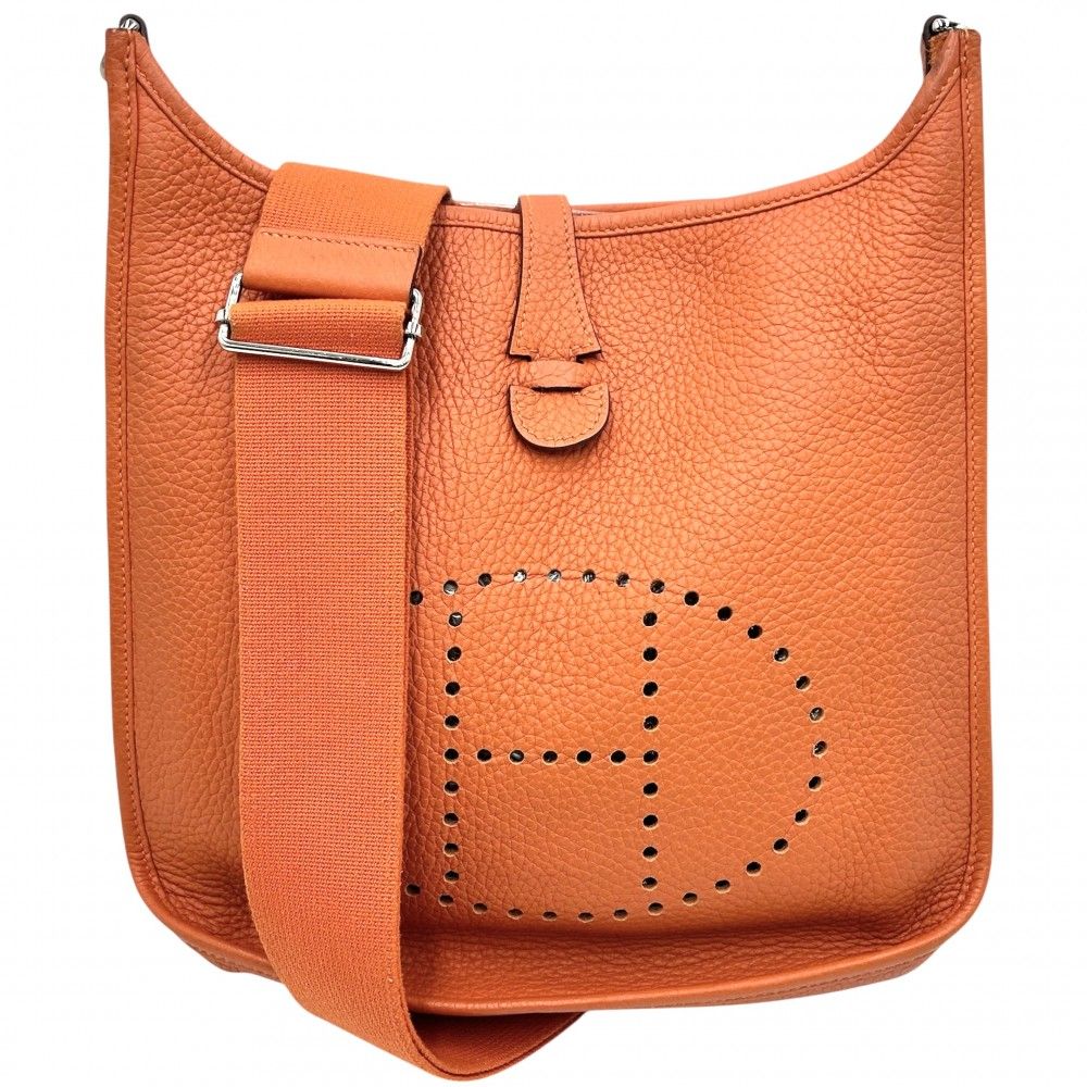 エルメス ショルダーバッグ レディース エブリン3PM 肩掛け 斜め掛け Evelyne かばん 鞄 HERMES □J刻印 トリヨン オレンジ シルバー金具 2006年