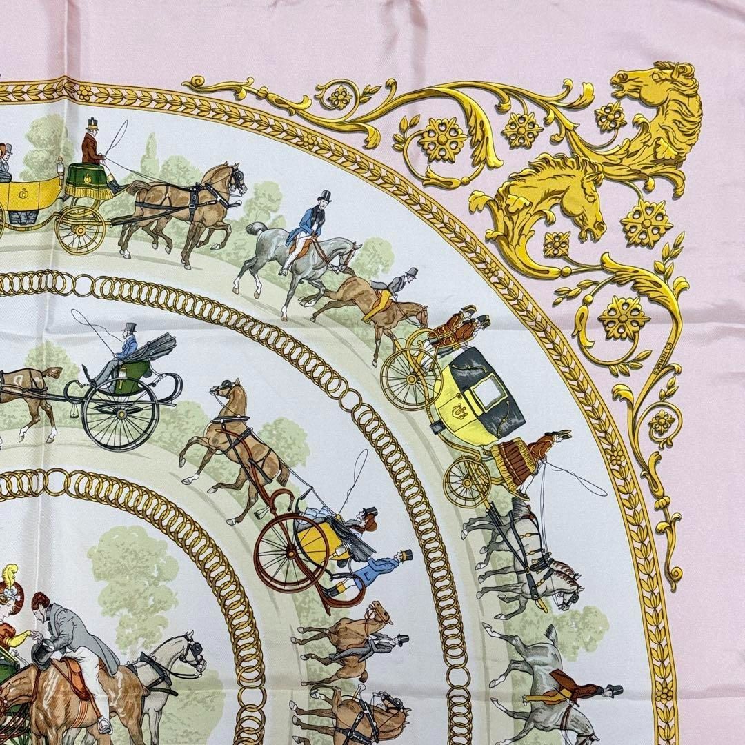 正規品 HERMES エルメス カレ90 ロンシャンへの散歩 シルク スカーフ