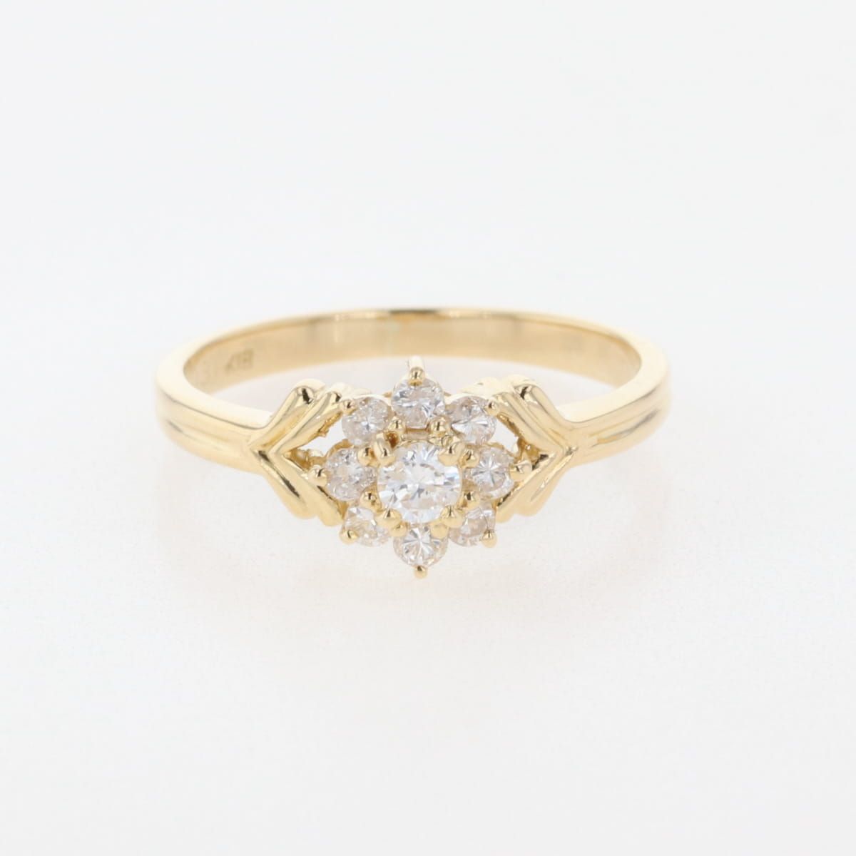 メレダイヤ デザインリング YG イエローゴールド 指輪 リング 10号 K18 ダイヤモンド レディース