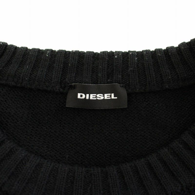 ディーゼル DIESEL ニット セーター ロゴ 長袖 L 黒 赤 IT002555 /TK
