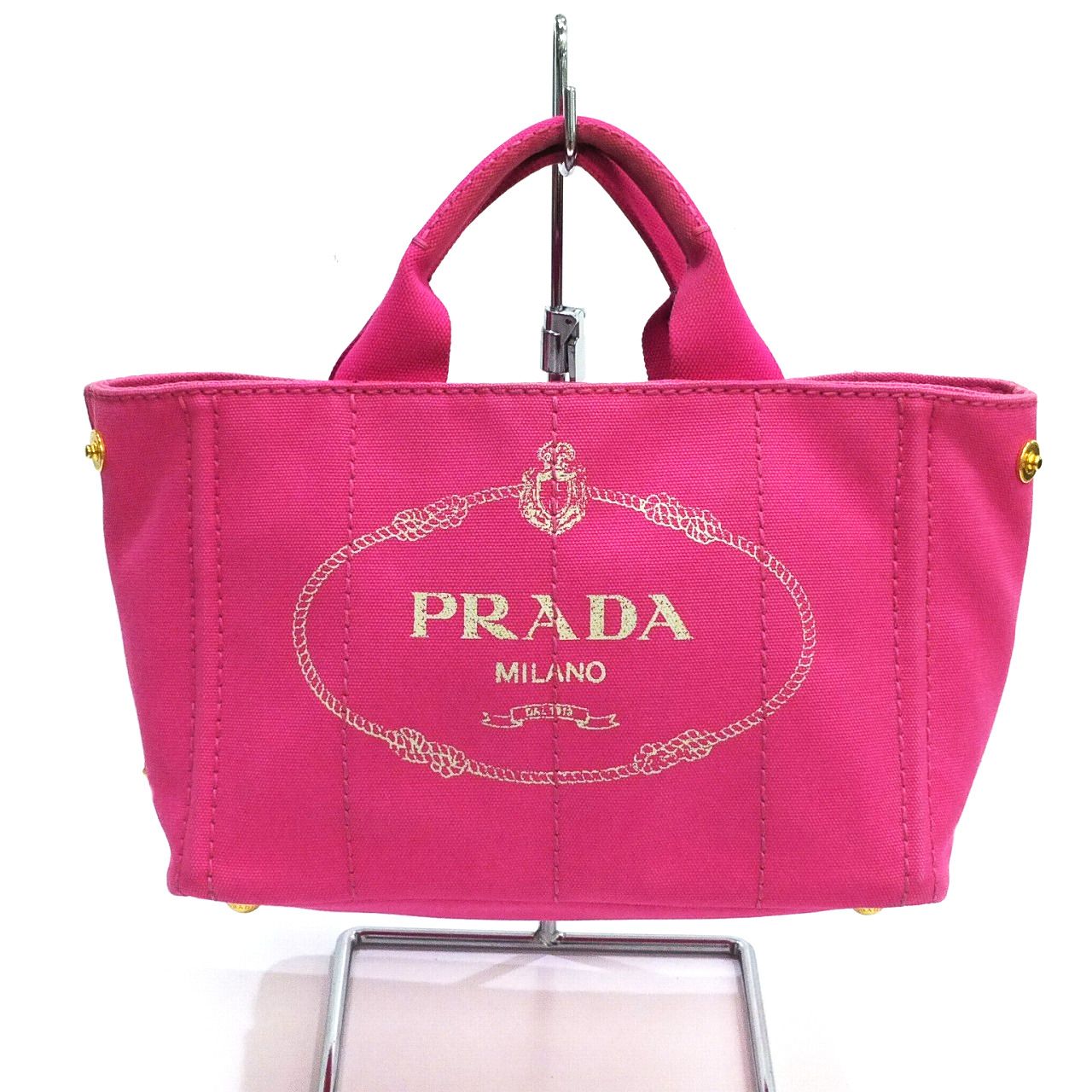 PRADA プラダ カナパ トートバッグ ハンド ピンク キャンバス ...