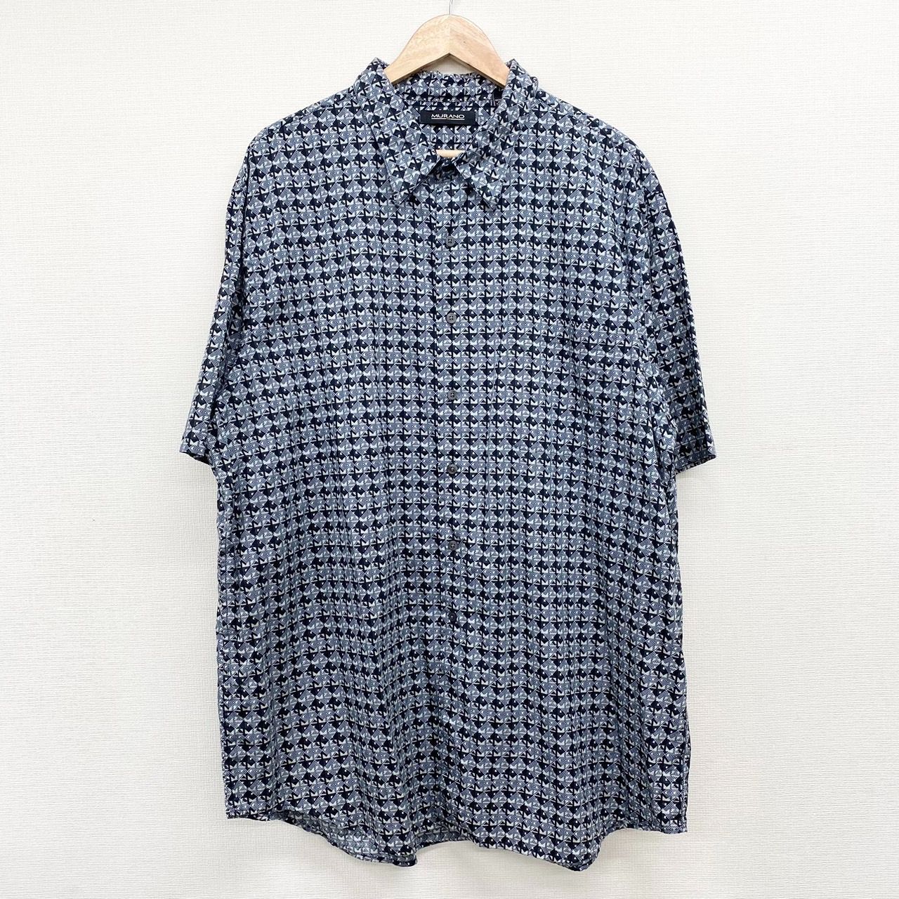 MURANO コットン 総柄 シャツ 半袖 ショートスリーブ XXL グレー系