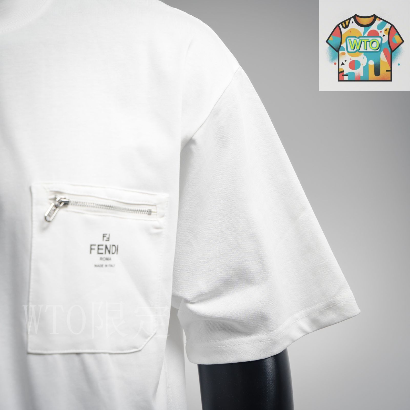 25SS◆◆最新作◆◆FENDI★O'Lock ジップポケット Tシャツ FENDI Fendi O'Lock ジップポケット コットン Tシャツ
