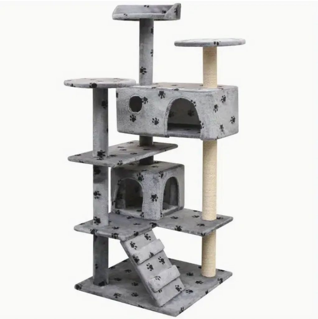 キャットタワー グレー かわいい 肉球デザイン 爪とぎ スクラッチポスト ユニーク 多機能 キャットツリー おしゃれ 据え置き 安定 安全 運動不足解消 猫用 おもちゃ 小型猫 中型猫 大型猫