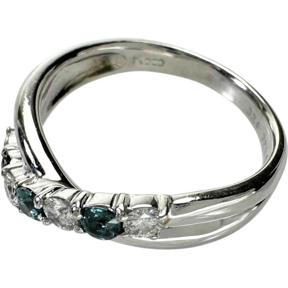 Pt900 アレキサンドライト×ダイヤモンドリング　15号 15号 アレキサンドライト 0.24ct ダイヤモンド 0.26ct リング