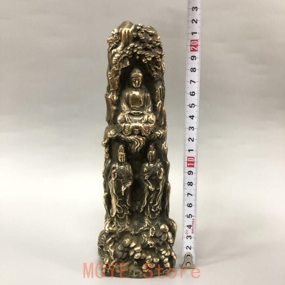 仏教美術 西方三聖 銅製 仏像 彫刻 開運 風水 工芸品 美術品 置物 仏教美術 三面観音菩薩仏像 銅製 仏像 彫刻 置物 開運 風水