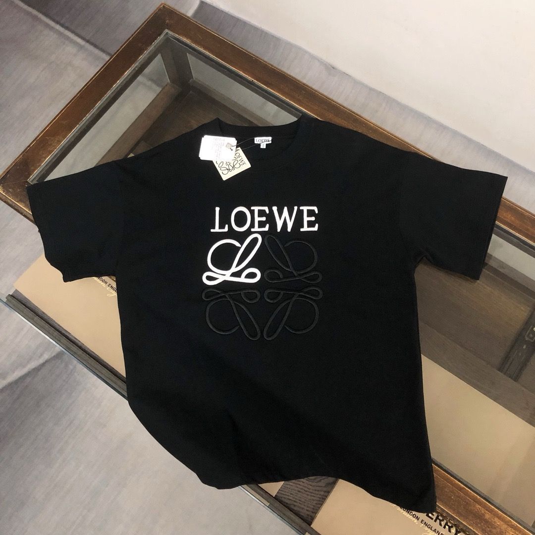 新品 LOEWEロエベコットン刺繍ロゴメンズ半袖Tシャツ 男女兼用