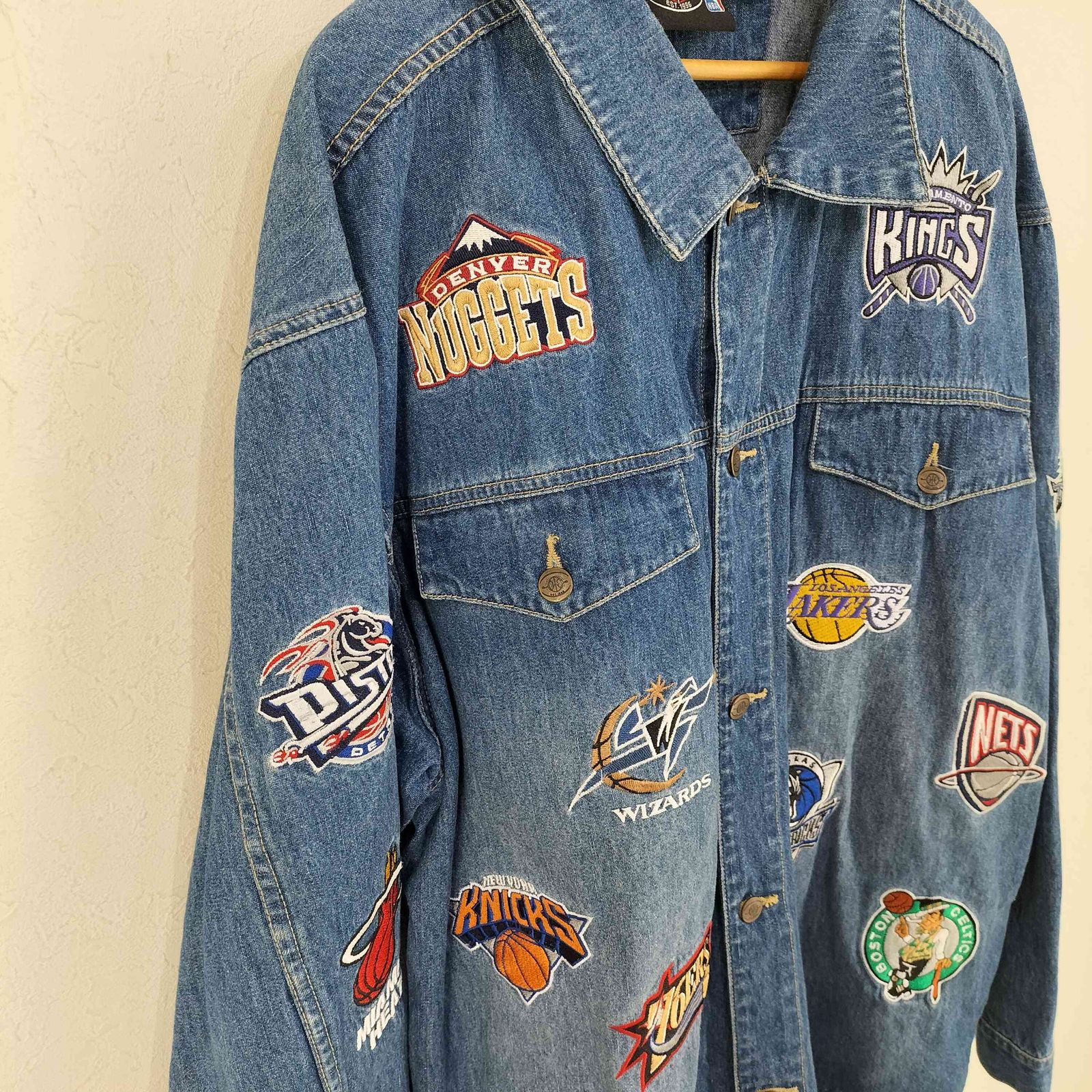 ユーズドフルギ USED古着 unk NBA チーム刺繍 デニムジャケット メンズ 