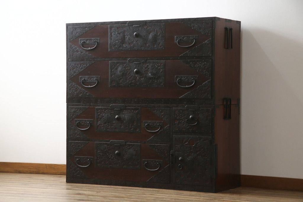 衣類収納ローチェスト（ウォルナット系）収納タンス １人暮らし（1175） 衣類収納ローチェスト（ウォルナット系）収納タンス 1人暮らし（1175