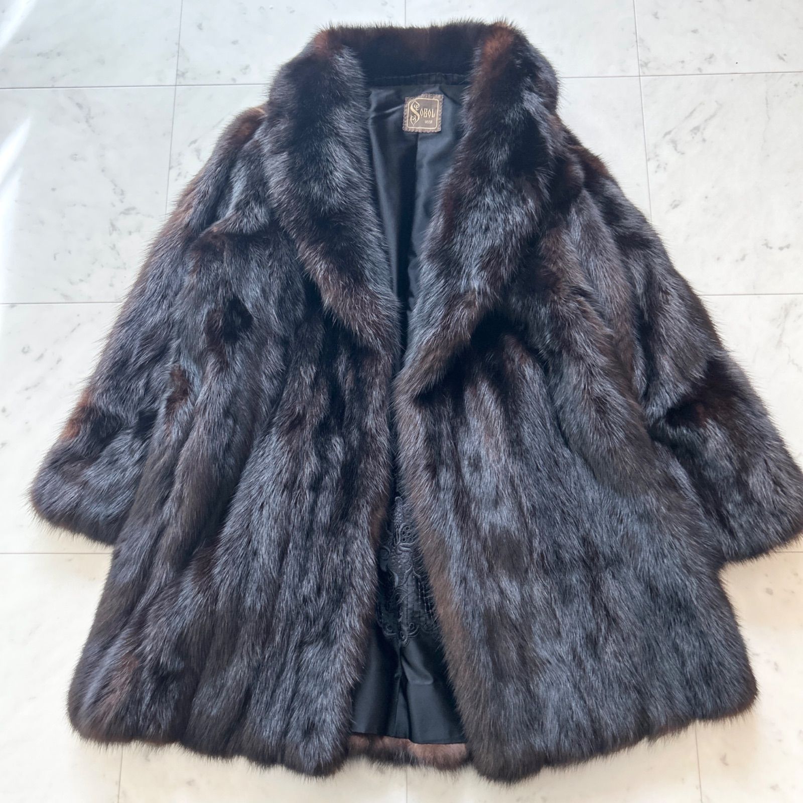 SOBOL ソボル 最高級 ロシアンセーブル 毛皮 ハーフコート 13 濃茶 SOBOL ソボル 最高級 ロシアンセーブル 本毛皮 ハーフコート 13 濃茶