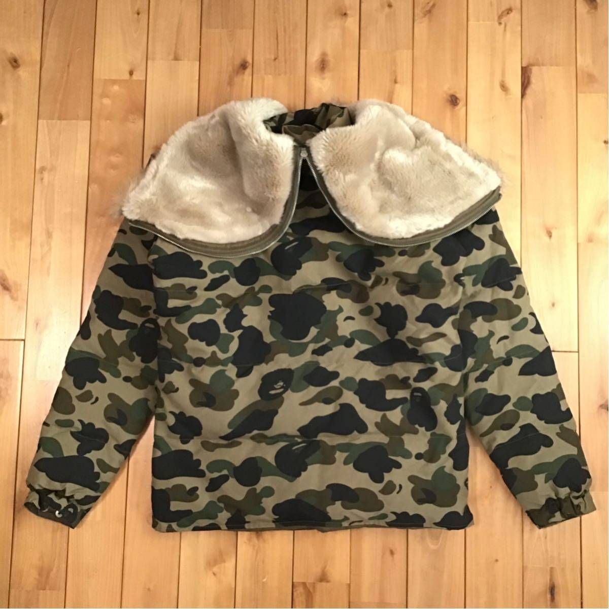 ファー ダウンジャケット BAPE camo ベイプ ape エイプ 迷彩 - メルカリ