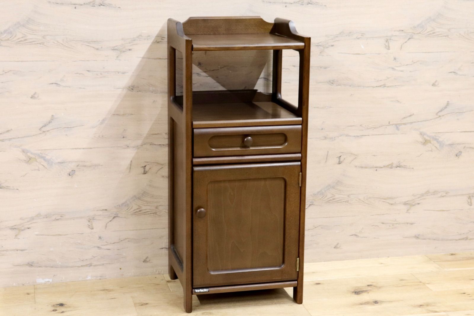 GMIH277B karimoku カリモク 電話台 FAX台 花台 飾り棚 リビング収納 引出し クラシック レトロ 国産家具