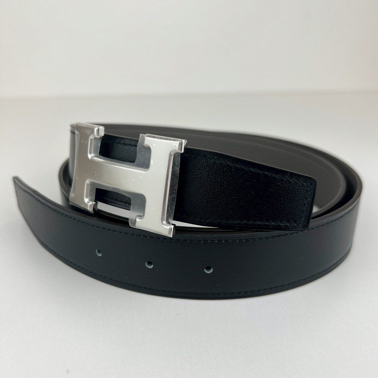 新品未使用 Hermès エルメス Ceinture H boucleArgent Cuir seul