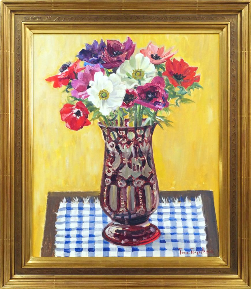 豊島輝彦『花』油彩画【真作保証】 絵画 豊島輝彦『花』油彩画【真作保証】 絵画の通販 by 北海道画廊