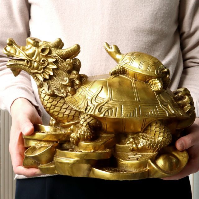 龍亀 ロングイ 置き物 彫刻 LLサイズ 4.4kg 特大 大きい 銅製