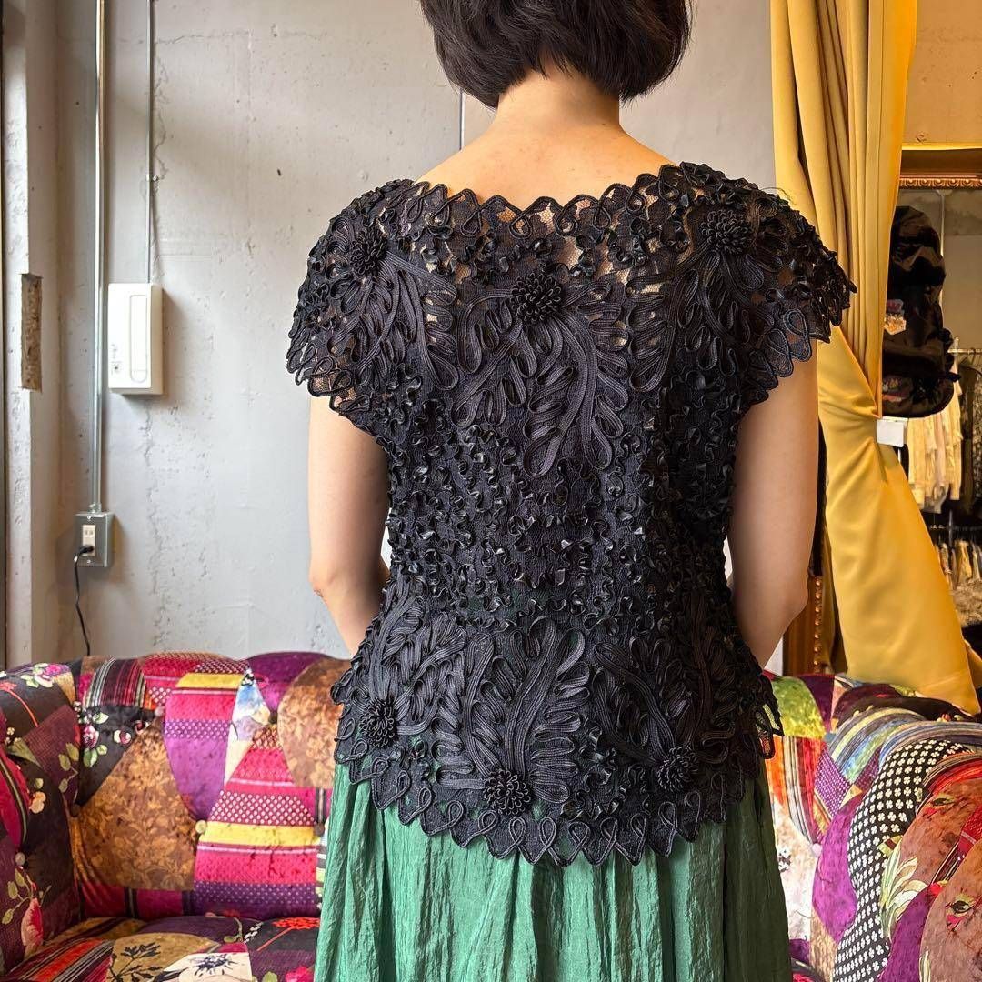 昭和 レトロ 刺繍 レース ブラウス シャツ トップス 花柄 昭和 レトロ 刺繍 レース ブラウス シャツ トップス 花柄