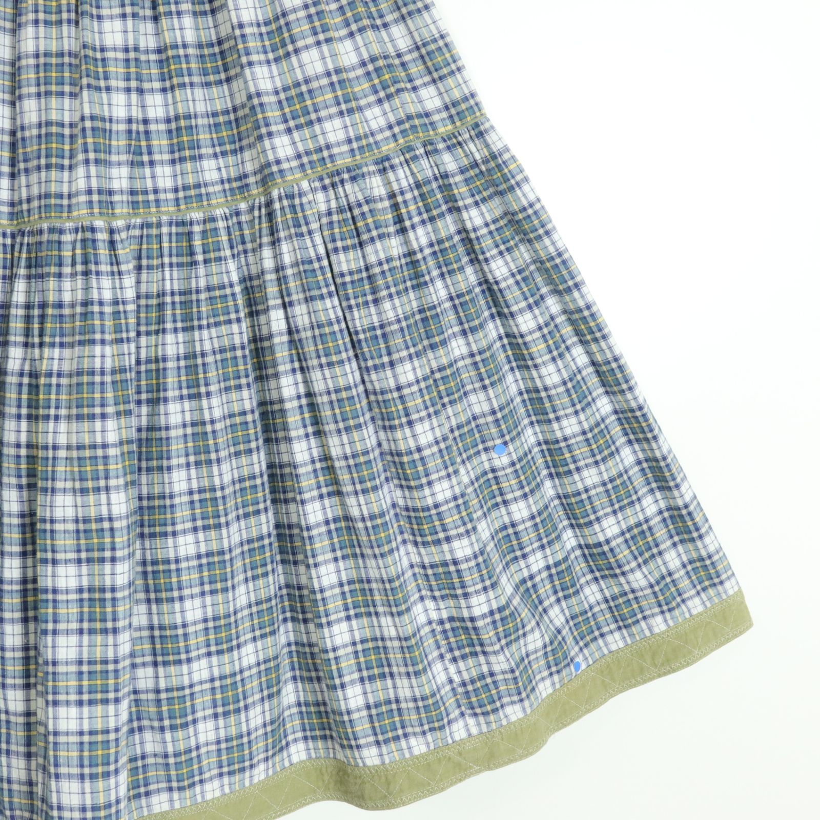 ピンクハウス☆ギャザースカート ブルー×白系 裾パッチワーク