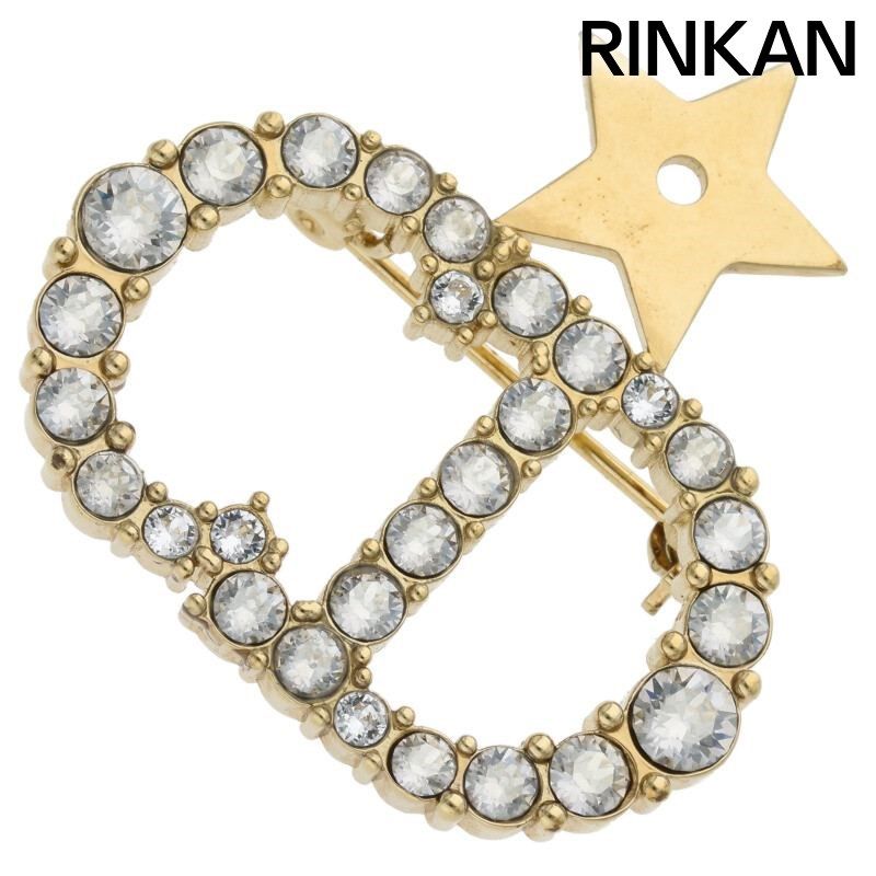 Christian Dior ディオール CDロゴ ラインストーン ブローチ