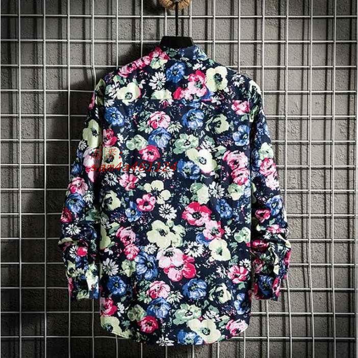 長袖 メンズ カジュアルシャツ 開襟シャツ 柄シャツ 春秋 ストライプシャツ アロハシャツ メンズ 長袖 シャツ 花柄シャツ 開襟 おしゃれ 長袖
